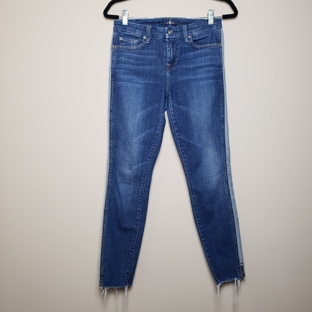 7FAM Raw Hem Skinny Jeans NWT